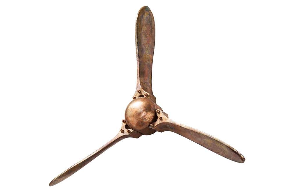 Authentische Wanddekoration SCREW III 60cm kupfer geflammt Flugzeug Propeller