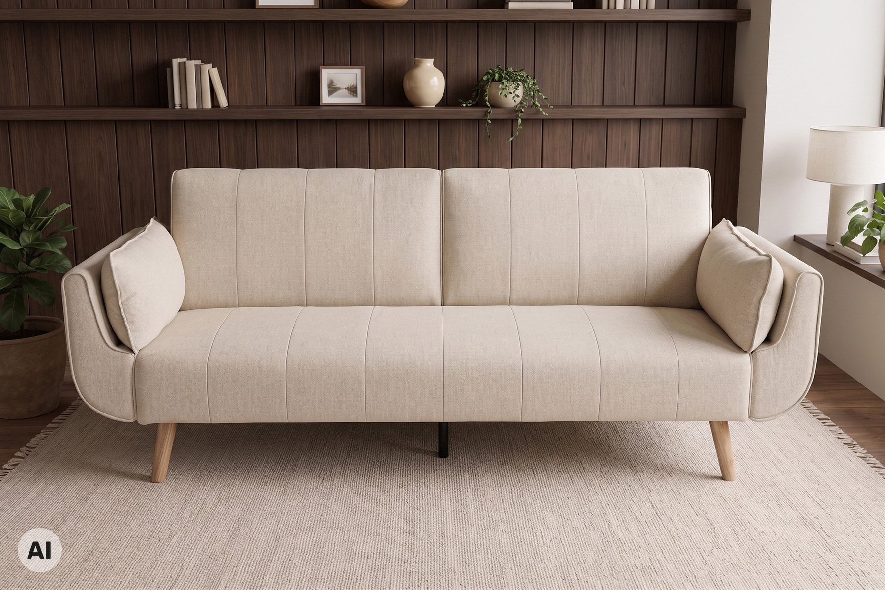 Schlafsofa DIVANI 220cm greige Strukturstoff 3-Sitzer mit Bettfunktion inkl. Kissen
