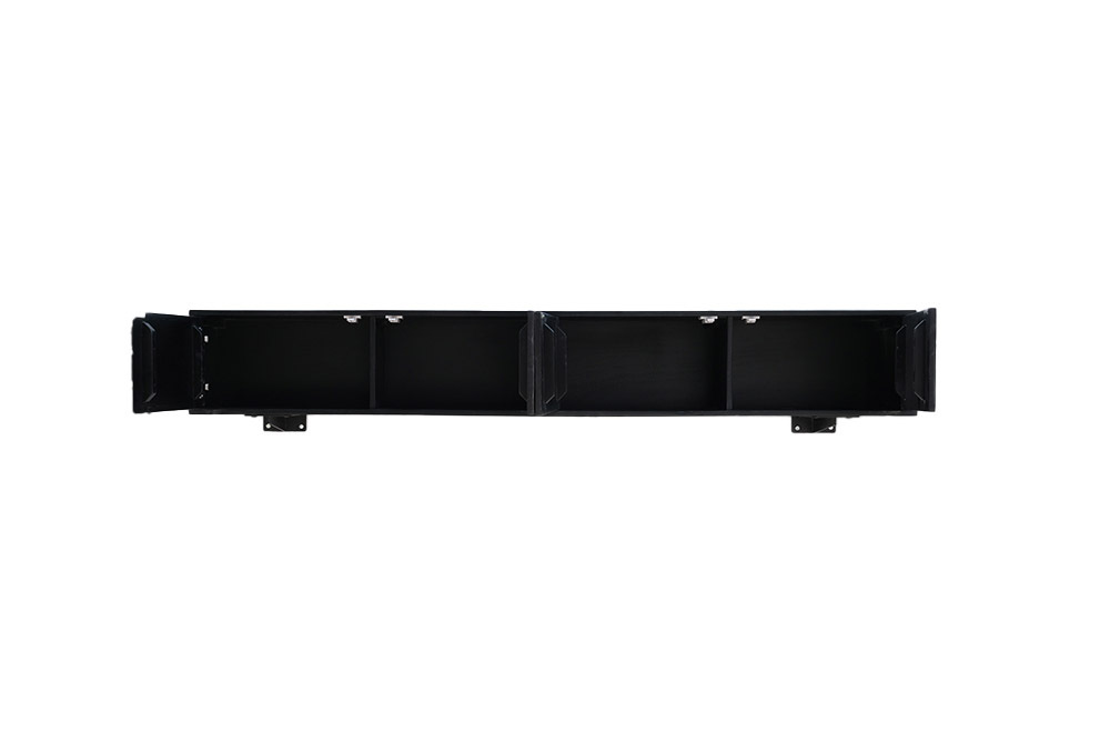 Massivholz TV-Lowboard MOUNTAIN SOUL 200cm Akazie grün bronze hängend Naturstein schwarz