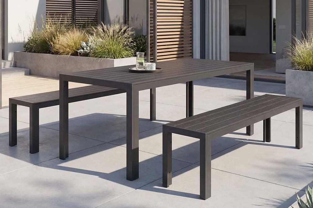 Moderner Gartentisch DESIGNO 205cm anthrazit schwarz Aluminium wetterfest