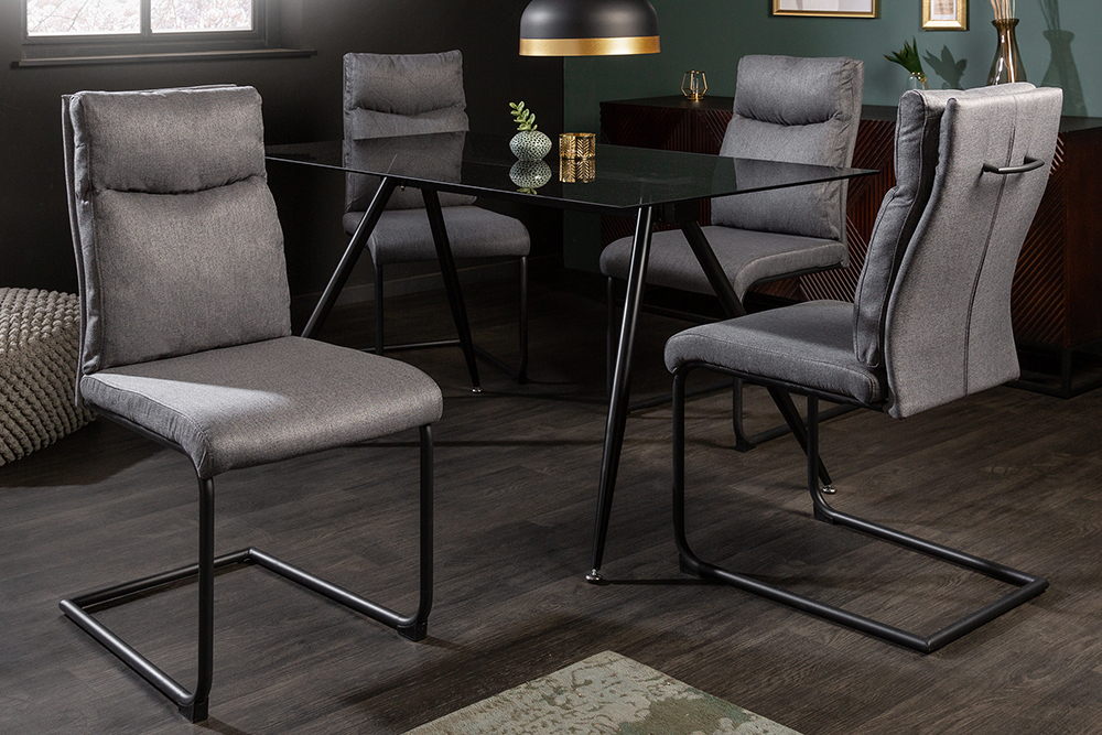 Moderner Freischwinger Stuhl COMFORT grau mit Komfortgriff