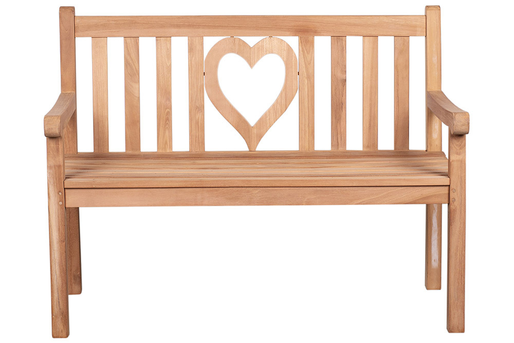 Massive Gartenbank EMPIRE TEAK Herz 120cm natur Teakholz