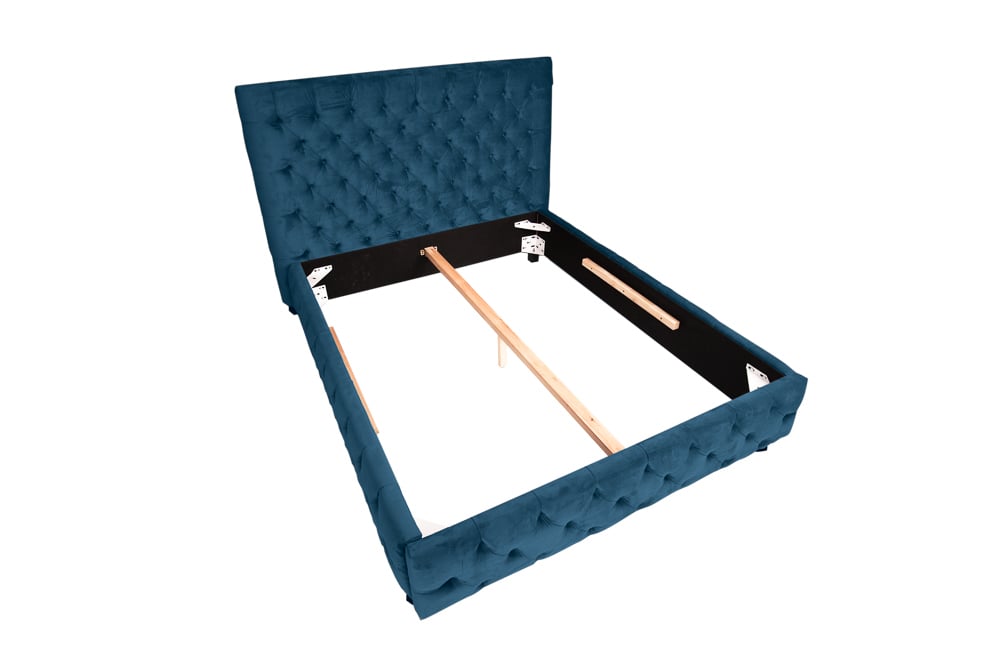 Design Doppelbett PARIS 180x200cm dunkelblau Samt Chesterfield