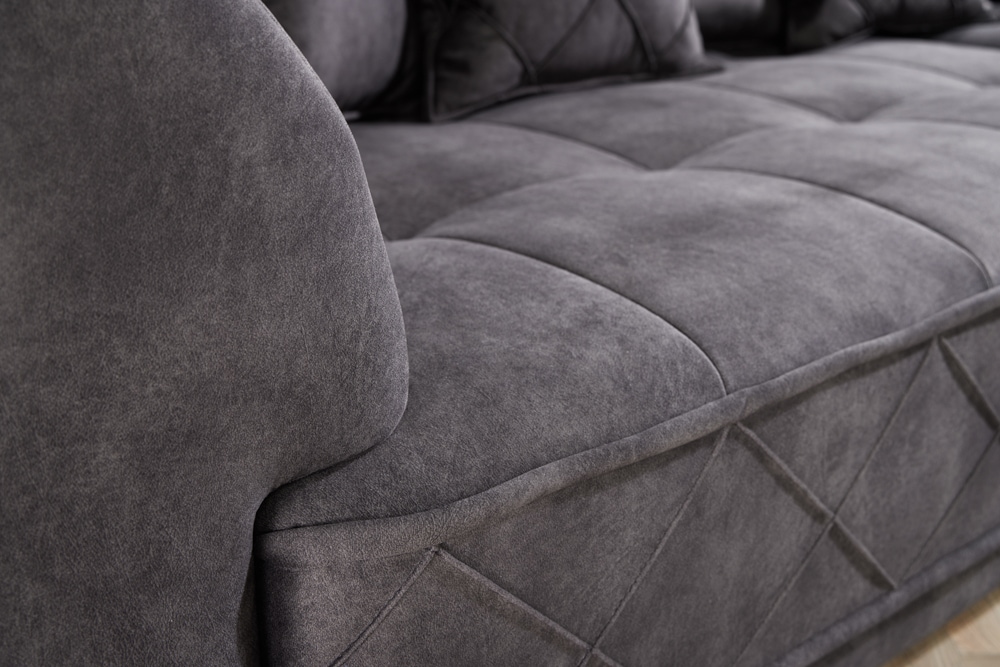Modernes XXL Ecksofa DECADENCIA 320cm dunkelgrau Samt inkl. Kissen Bigsofa