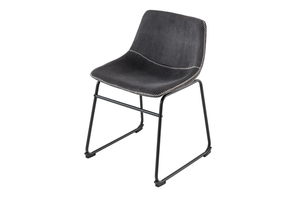 Industrial Design Stuhl DJANGO grau Cord mit Metallgestell