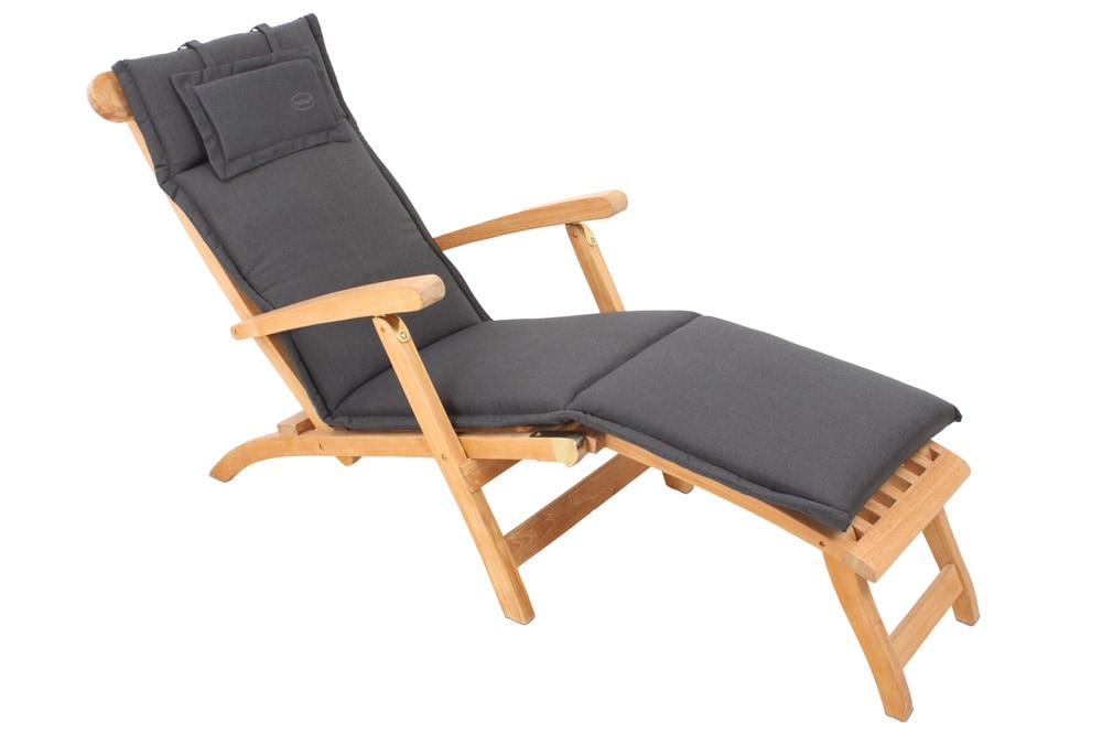 Outdoor Kissen ROG 45x186cm anthrazit Sitzkissen Polster-Auflage für Deckchair