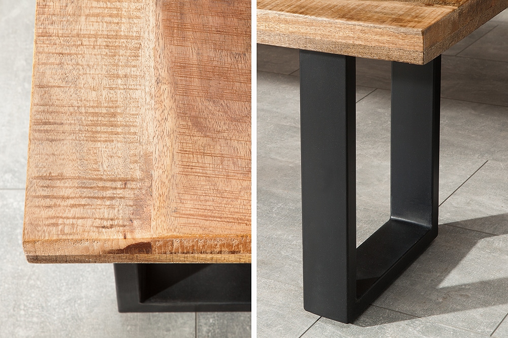 Design Sitzbank IRON CRAFT 170cm Mangoholz Eisen Industrial Design