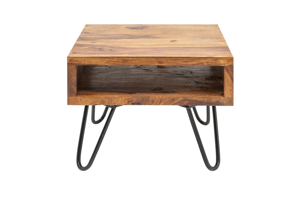 Massivholz Beistelltisch SCORPION 45cm braun Sheesham stone finish Hairpin Legs Stauraum