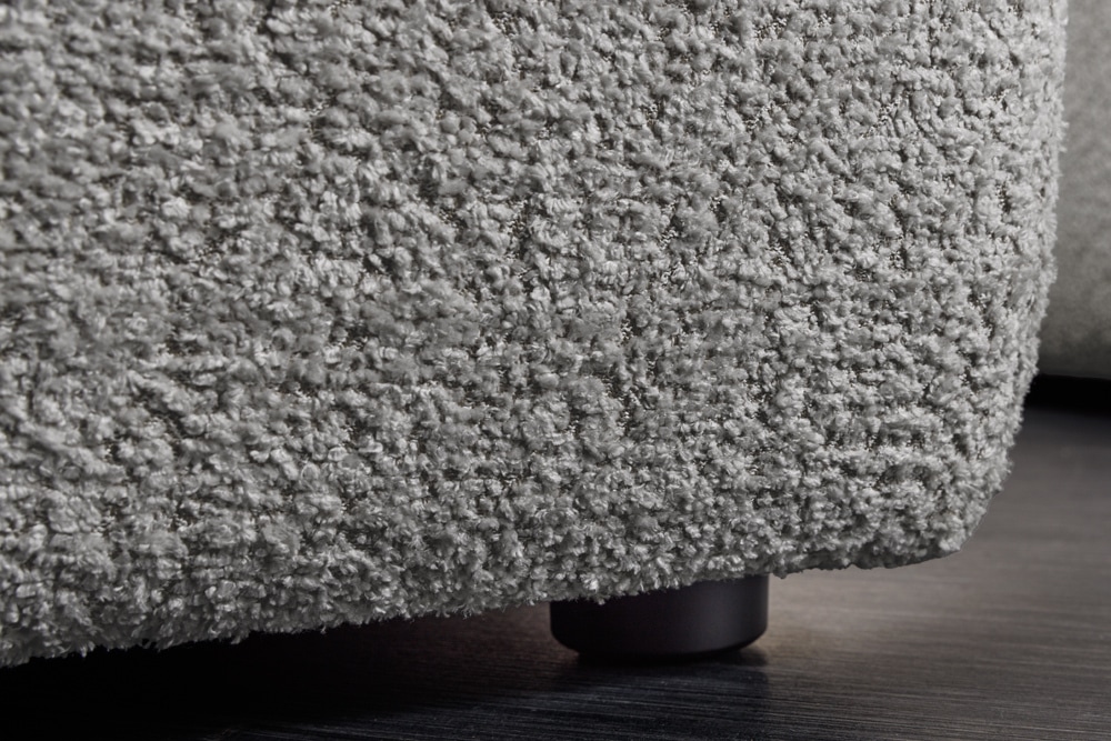 Moderner Hocker ROYAL 120cm grau Bouclé Federkern Sitzhocker Fußhocker