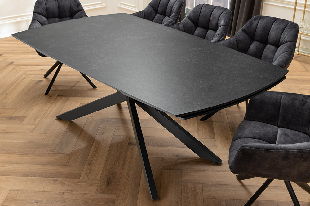 Ausziehbarer Esstisch COSMOS 160-240cm anthrazit Keramik schwarzes Metallgestell » Jetzt kaufen