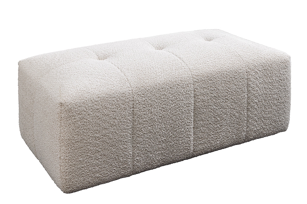 Moderner Hocker ROYAL 120cm champagner beige Bouclé Federkern Sitzhocker