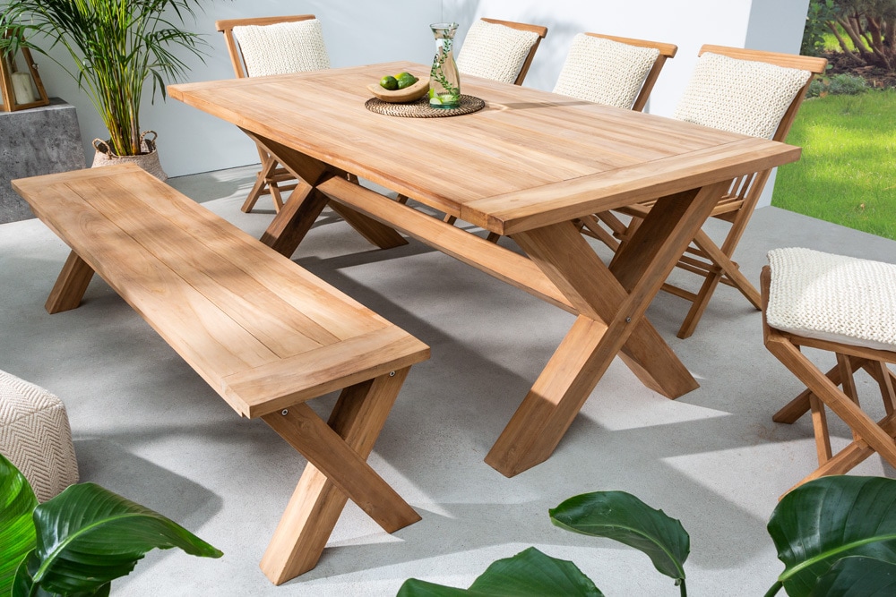 Wetterfester Gartentisch EMPIRE TEAK 180cm Teak Massivholz Outdoor Esstisch