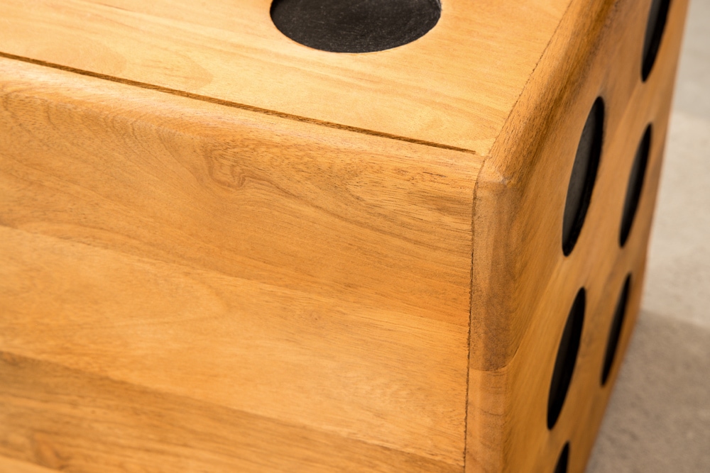 Massiver Würfel-Hocker CUBE 40cm natur Mangoholz Beistelltisch stapelbar