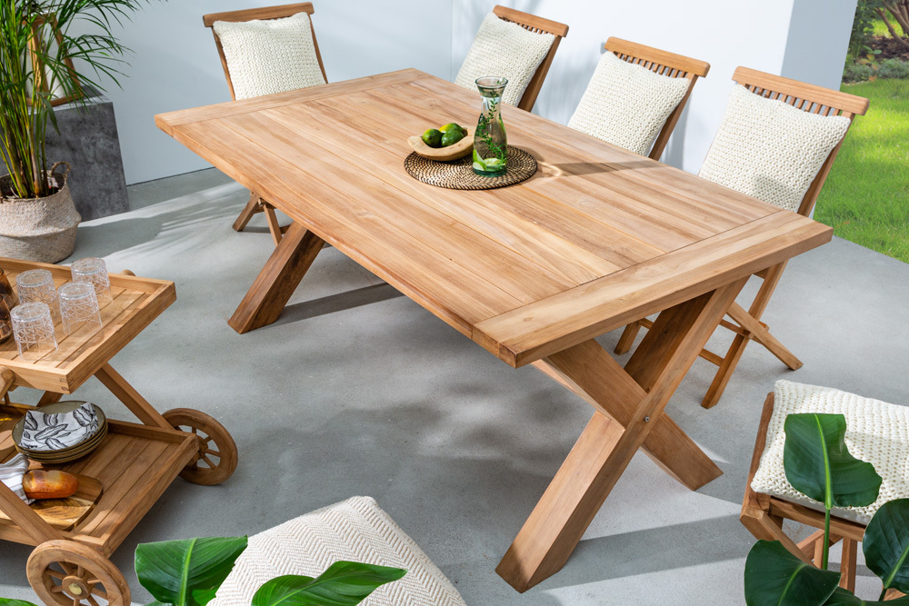 Wetterfester Gartentisch EMPIRE TEAK 180cm Teak Massivholz Outdoor Esstisch Wetterfester Gartentisch EMPIRE TEAK 180cm Teak Massivholz Outdoor Esstisch