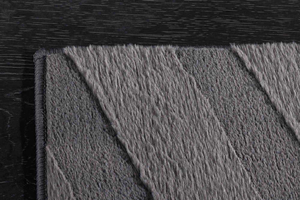 3D strukturierter Teppich WAVE 200x80cm anthrazit Kurzflor Indoor Teppichläufer