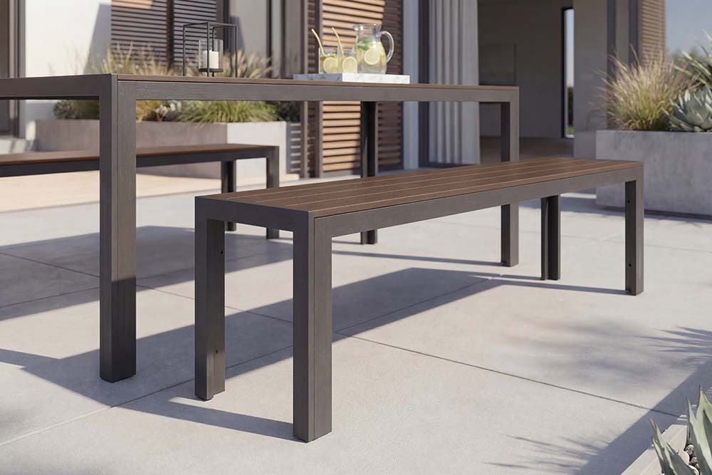 Moderner Gartentisch DESIGNO 205cm dunkelbraun schwarz Aluminium wetterfest