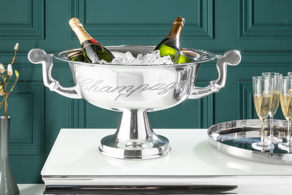 Exklusiver Sektkühler CHAMPAGNE 65cm silber poliert Flaschenkühler