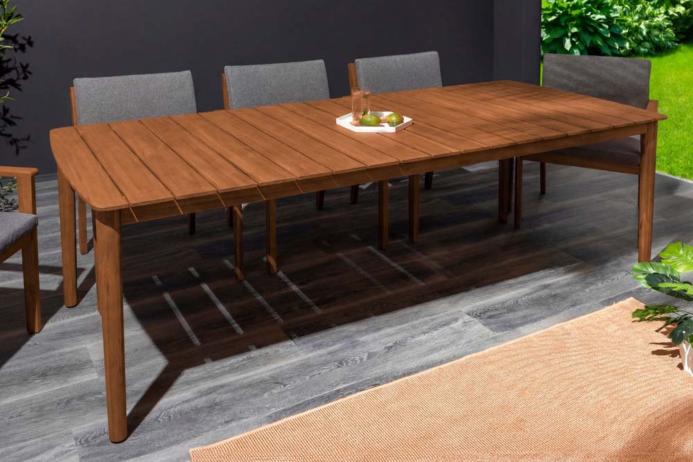 Wetterfester Gartentisch KOPENHAGEN 220cm braun Akazie honey finish Massivholz Outdoor