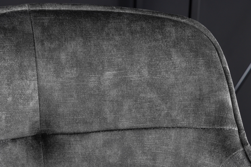Design Barhocker EUPHORIA grau Samt schwarze Metallbeine Barstuhl mit Lehne