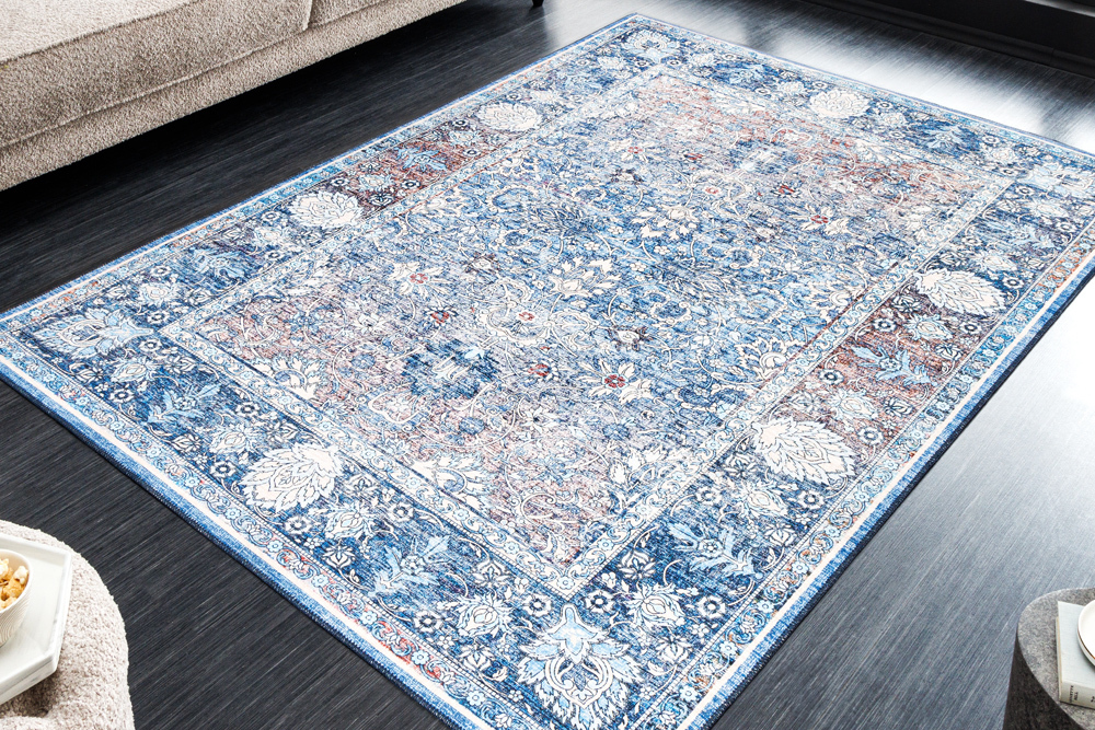 Vintage Teppich HERITAGE 230x160cm blau beige rot Flachgewebe Muster