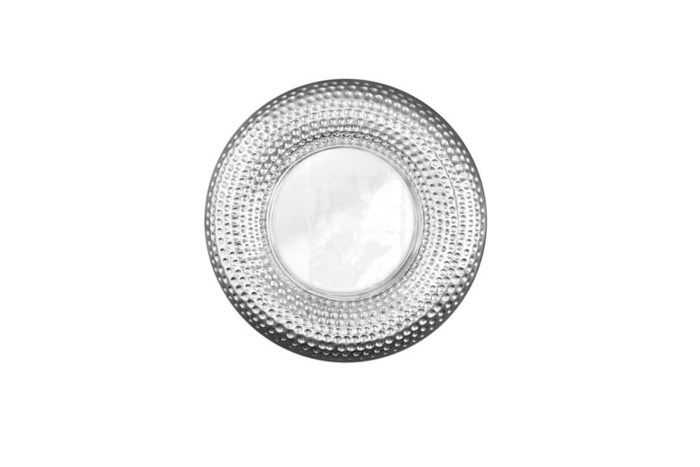 Handgearbeiteter Wandspiegel ORIENT 60cm silber im Hammerschlag Design aus Metall