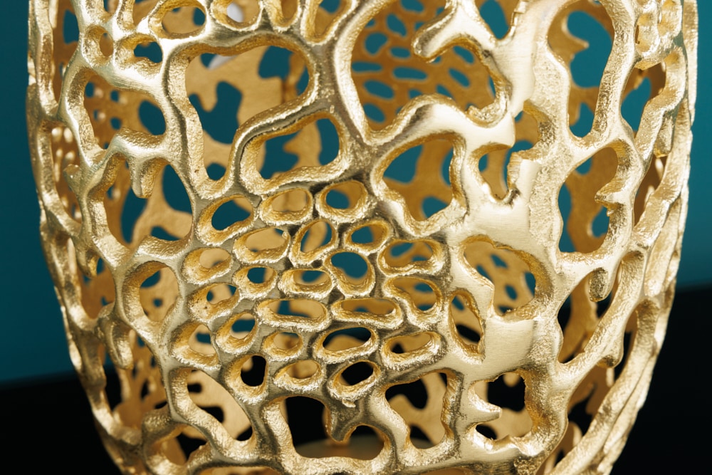 Filigrane Design Vase ABSTRACT LEAF gold 50cm Handarbeit