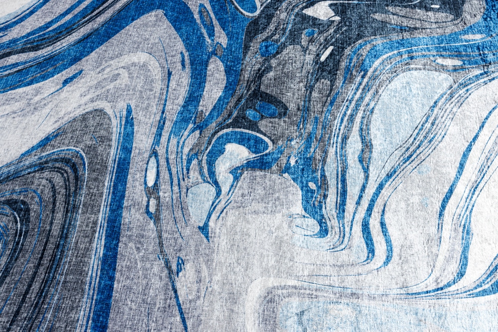 Moderner XXL Teppich ART RUGS 350x240cm grau blau weiß Flachgewebe Indoor