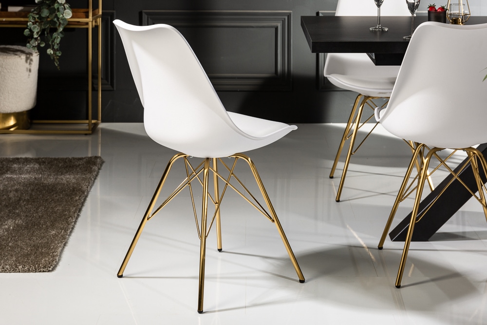Design Stuhl SCANDINAVIA MEISTERSTÜCK weiß goldene Beine Design Stuhl SCANDINAVIA MEISTERSTÜCK weiß goldene Beine