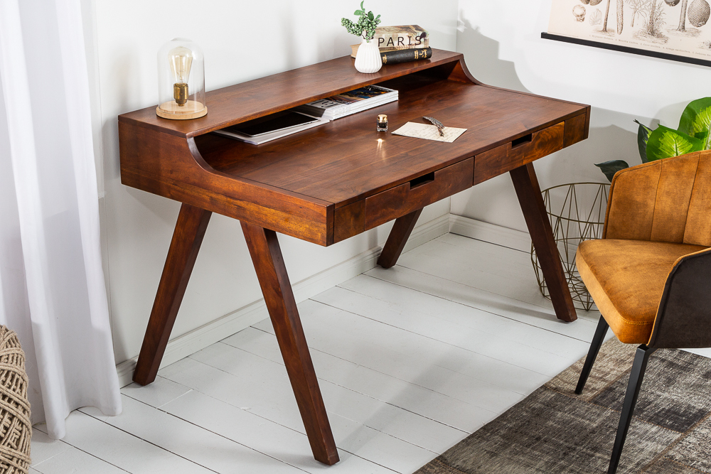Massiver Sekretär MONSOON 100cm Akazie Schreibtisch Markant Finish
