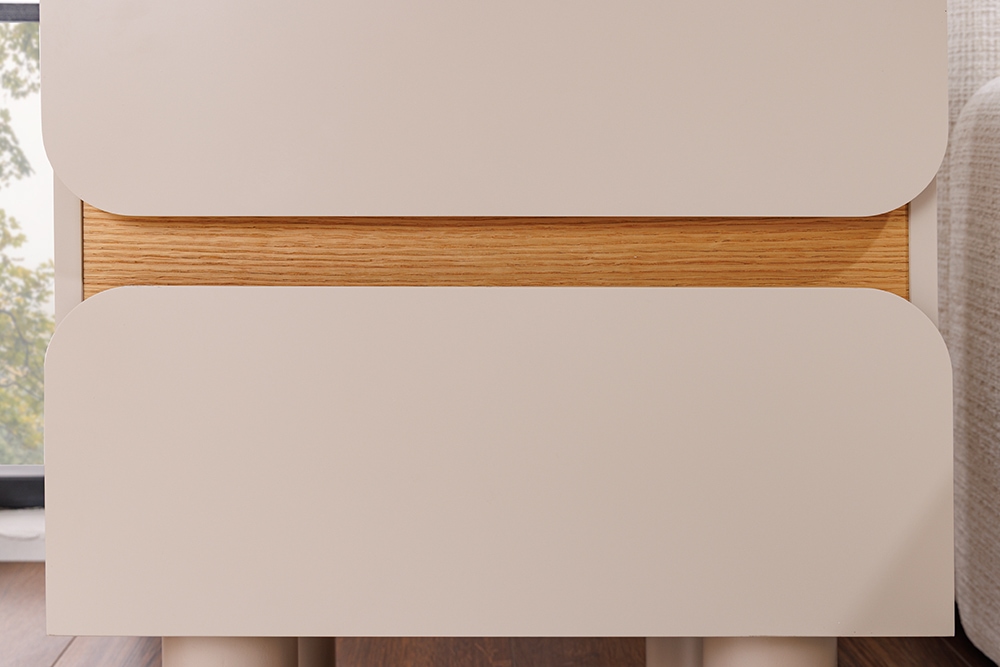 Design Nachtschrank COSMO 60cm cashmere weiß Eiche zwei Schubladen