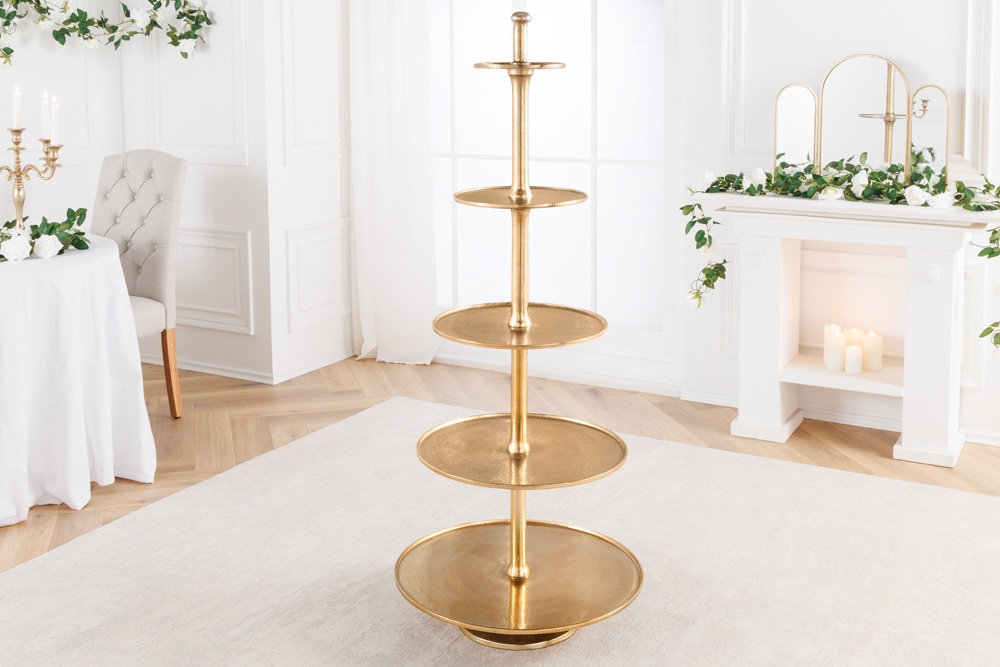 Design XXL Etagere ABSTRACT 150cm gold Metall mit fünf Etagen handmade