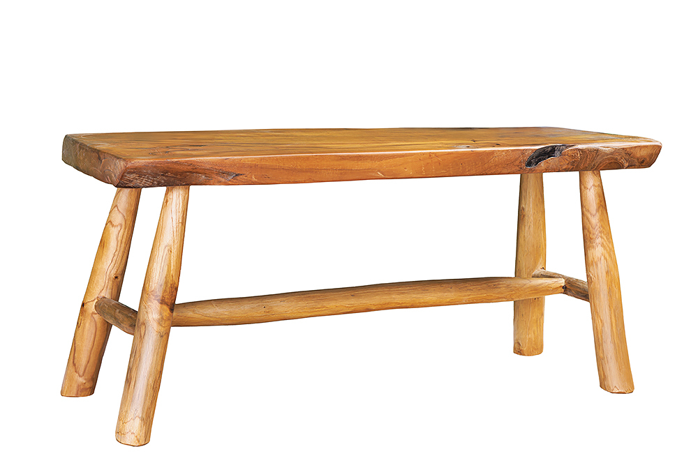 Massive Bank ROOT 100cm braun natur Teakholz Baumstamm Holzstrebe