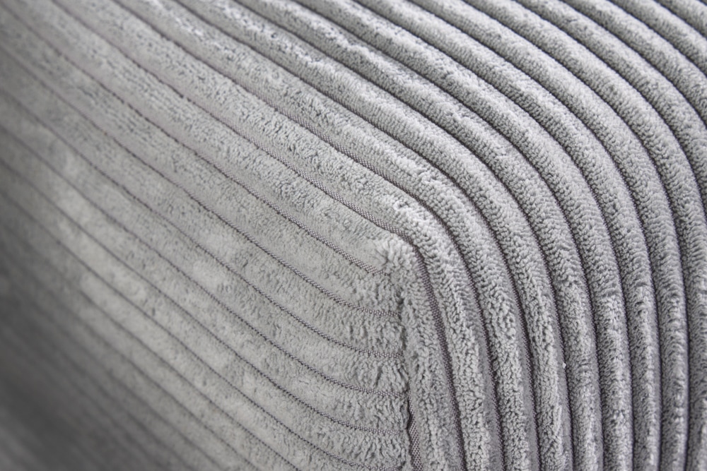 Modernes Ecksofa KENT 220cm hellgrau Cord inkl. Hocker Federkern L-Form Wohnlandschaft