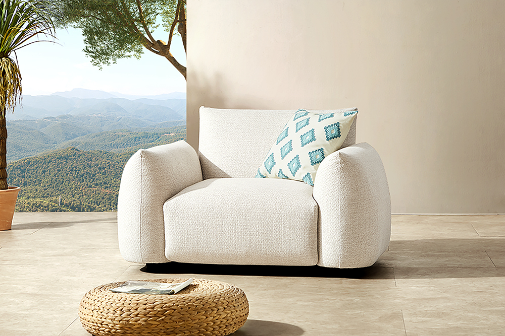In- und Outdoor Gartensessel SEAHAWK creme Aluminium Olefin 1-Sitzer Sofa wetterfest