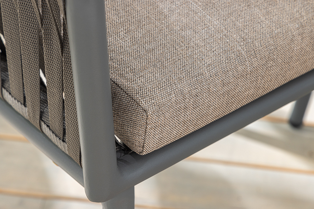 Moderner Stuhl ROPE beige anthrazit Aluminium Gartensessel inkl. Kissen In- und Outdoor