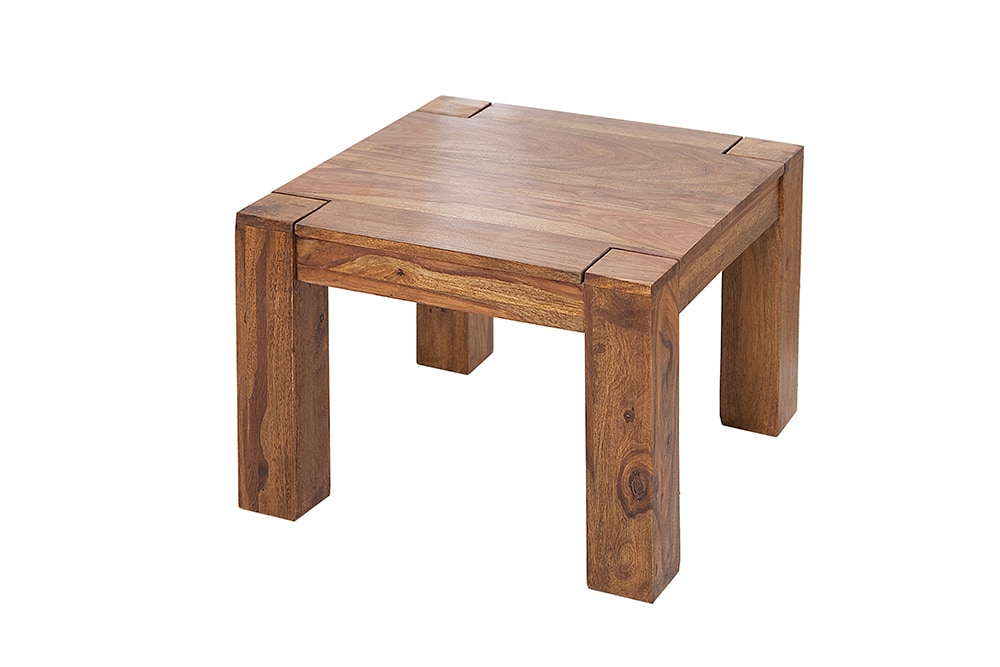 Massivholz Couchtisch MAKASSAR 60cm braun Sheesham stone finish einzigartige Maserung