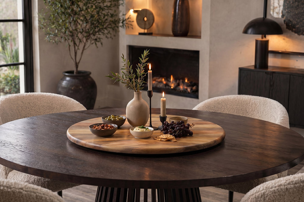 Massiver Drehteller SERVANT 60cm natur Mangoholz drehbare Servierplatte rund » Jetzt kaufen