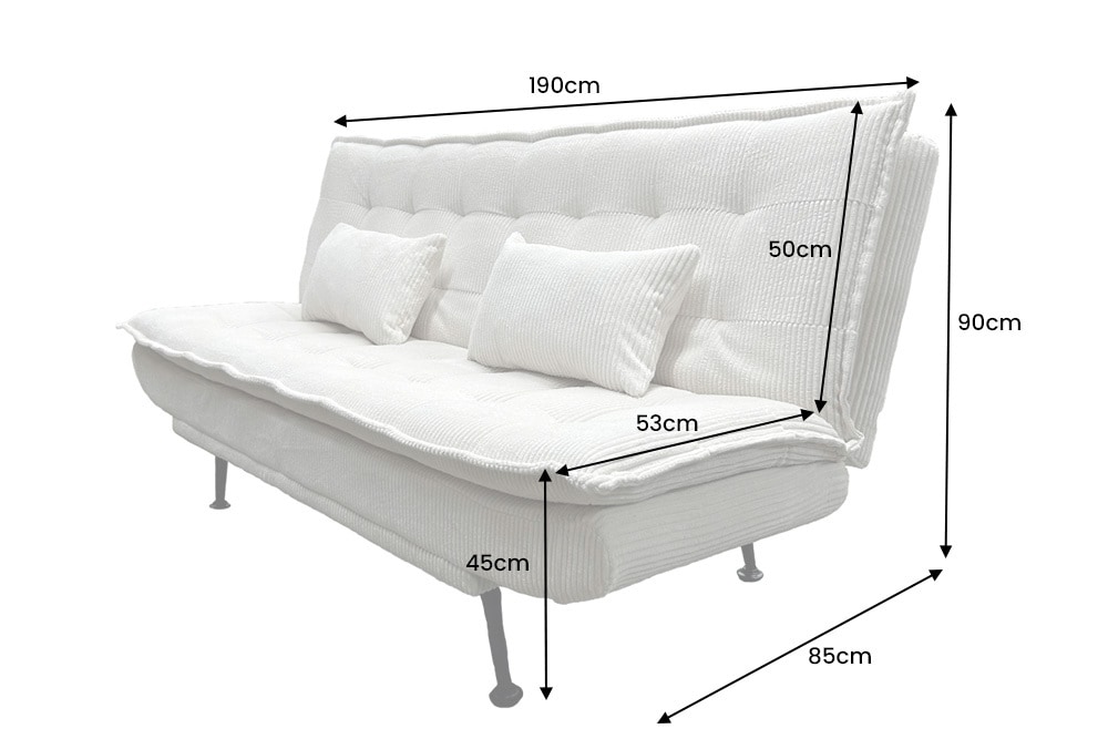 Modernes Schlafsofa JAZZ 190cm beige Cord 3-Sitzer Couch