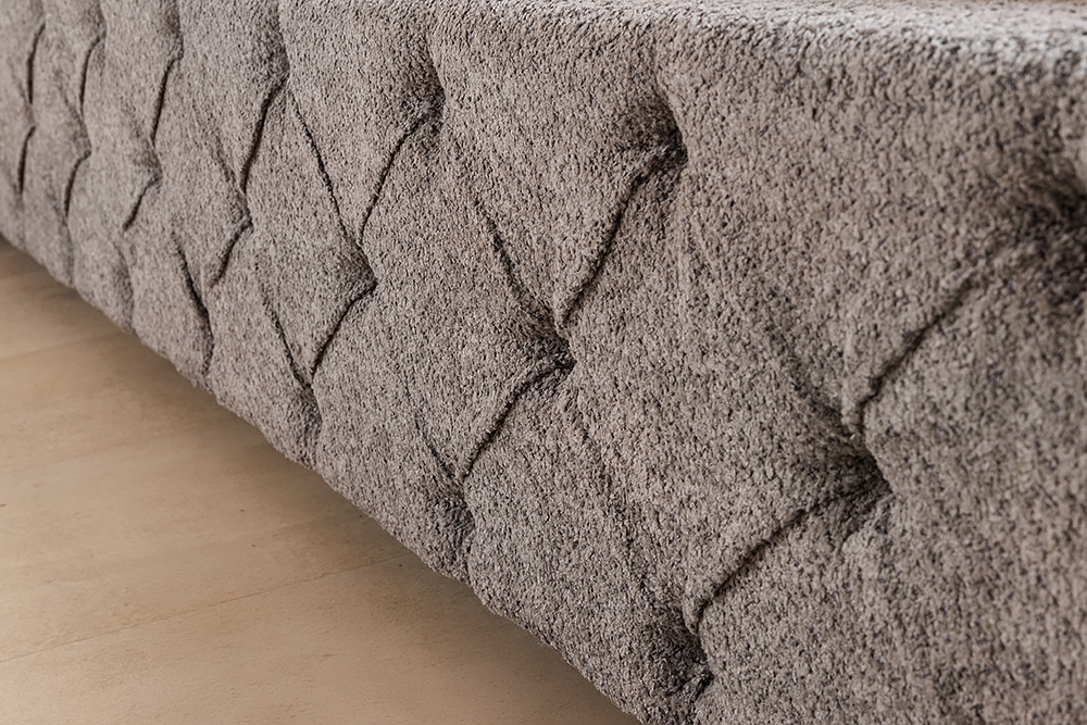 Design Boxbett PARIS 180x200 cm grau Bouclé Chesterfield
