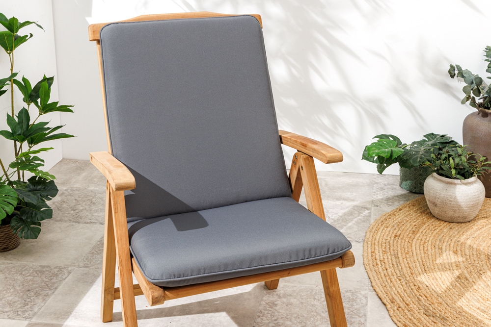 Outdoor Sitzkissen COMFORT LINE 50x100cm anthrazit für Niedriglehner-Stuhl Polsterauflage