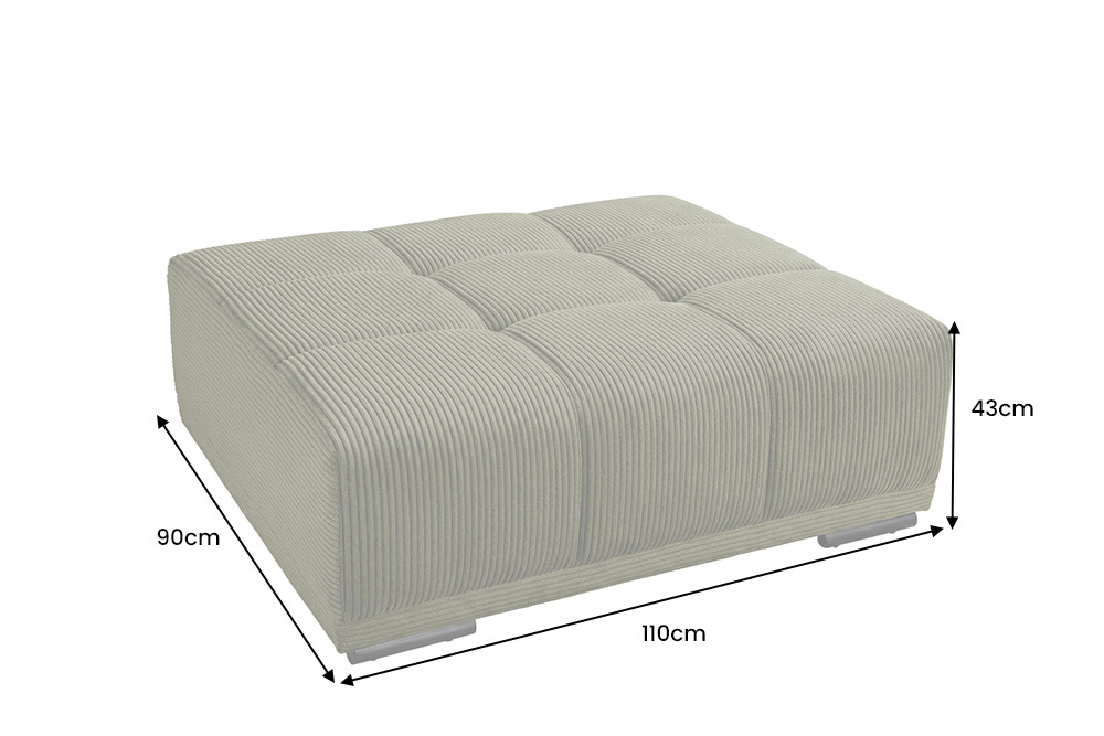 Moderner Hocker ELEGANCIA 110cm grün Cord mit Ziersteppung