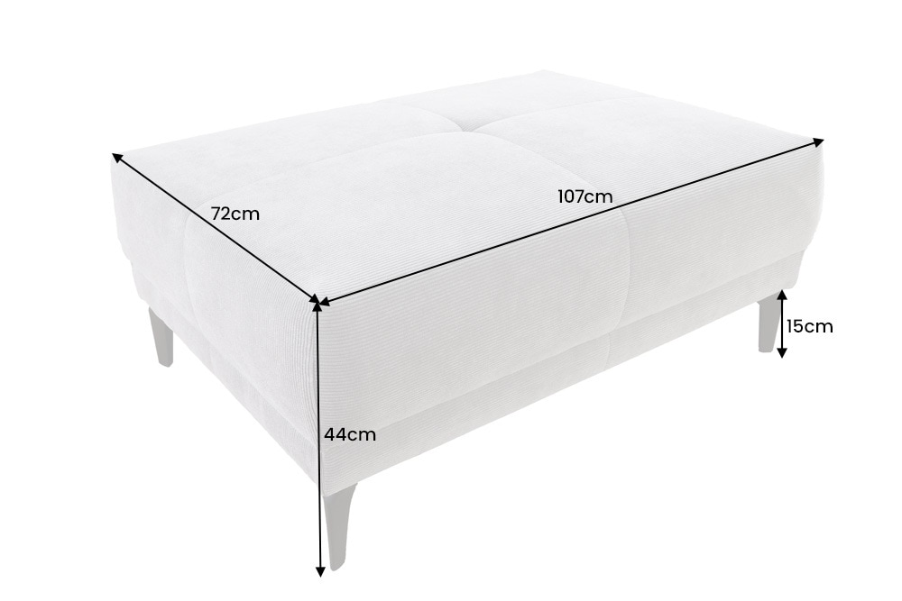 Moderner Sitzhocker DESIGNO 110cm beige Cord Metallfüße