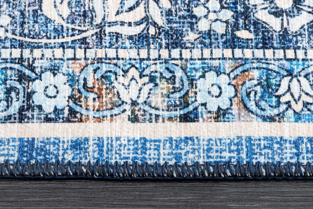 Vintage Teppich HERITAGE 230x160cm blau beige rot Flachgewebe Muster