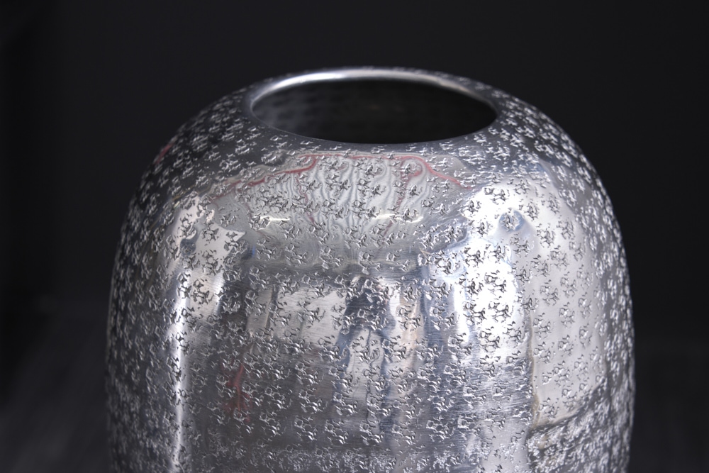 Elegante Vase ORIENTAL 50cm silber im Wild Hammerschlag Design