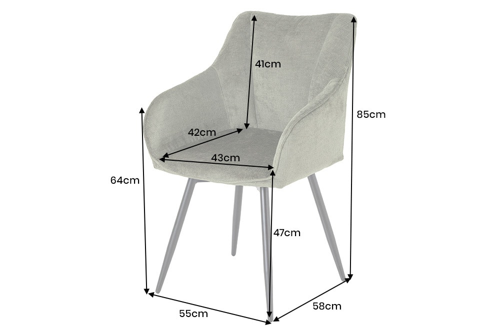 Drehbarer Retro Stuhl AVIGNON grün Chenille schwarze Metallbeine