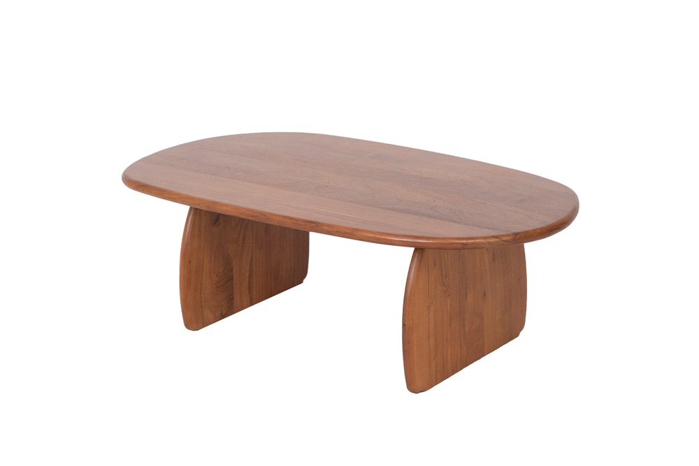 Design Couchtisch SCULPTURA 110cm braun Akazienholz organische Form