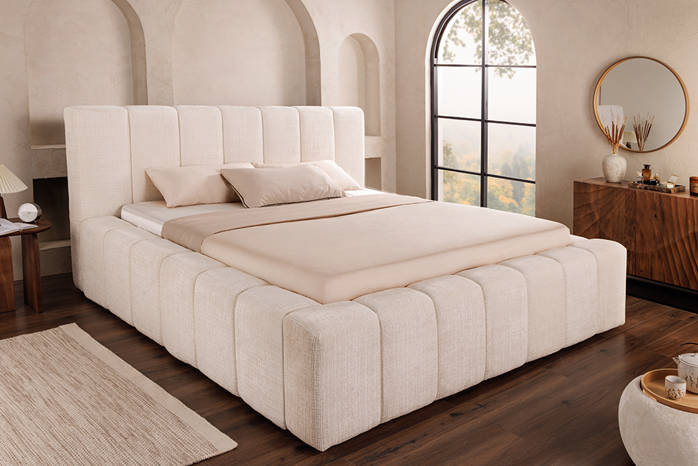 Boxbett SAVOY 180x200cm weiß Chenille Cremona mit Lattenrost und Stauraum Boxbett SAVOY 180x200cm weiß Chenille Cremona mit Lattenrost und Stauraum
