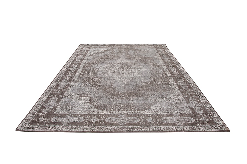 Orientalischer Baumwoll-Teppich PURE UNIQUE 240x160cm hellgrau geometrische Muster