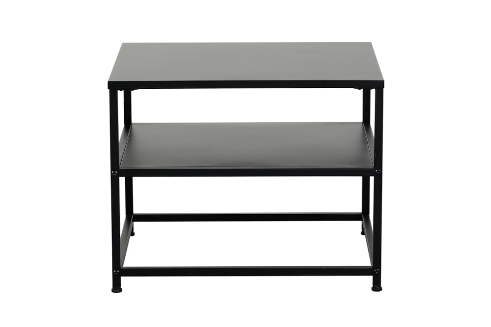 Moderner Beistelltisch DURA STEEL 50cm schwarz Metall mit Ablagefach