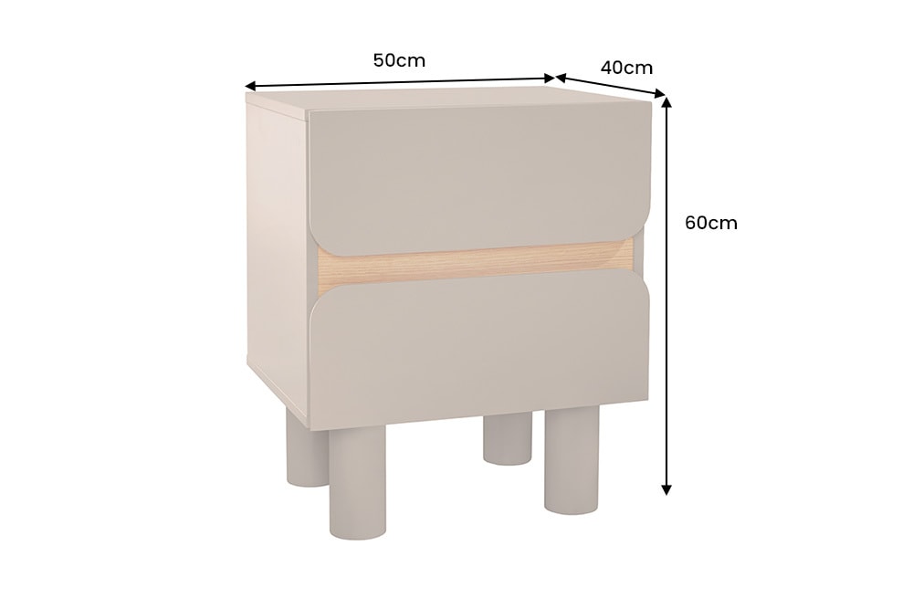 Design Nachtschrank COSMO 60cm greige Eiche zwei Schubladen